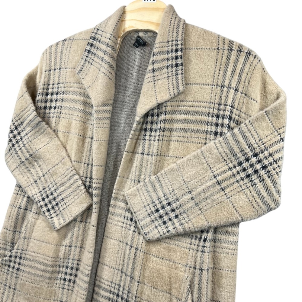 J. Jill Wearever Soft Coatigan Jacket Sweater XL Plaid Neutral Fall Colors Cozy‎